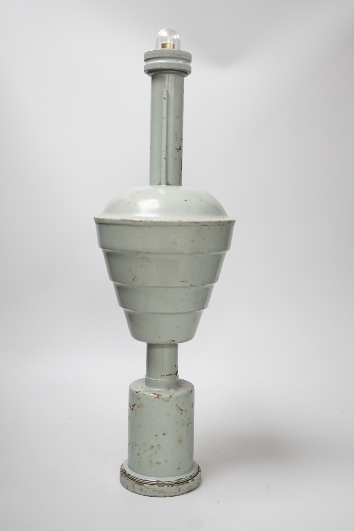 A Londex pale blue Royal Naval floating signal lamp, numbered AP16213 1961, height 53cm